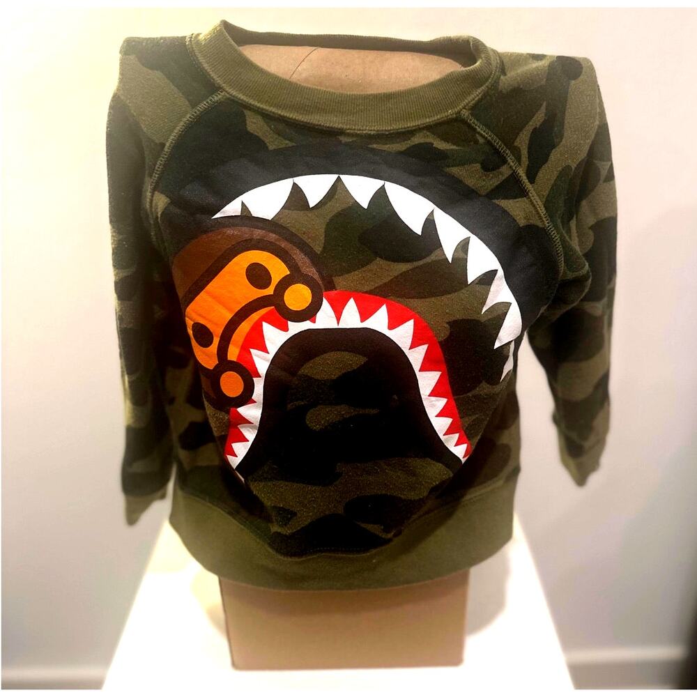 Rare BAPE Kids Shark Camo Sweatshirt - Size 90 (3T)